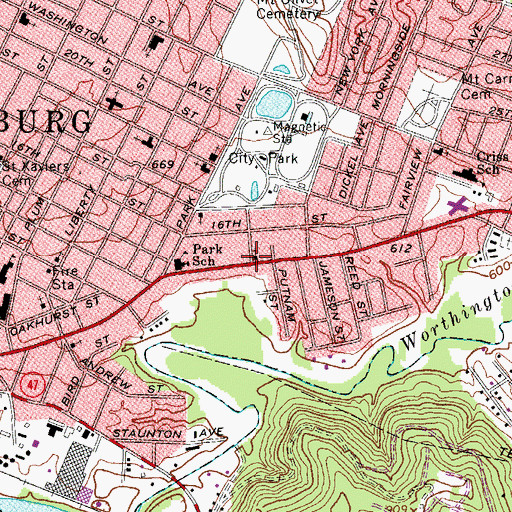Topographic Map of Seventh Street United Methodist Church, WV