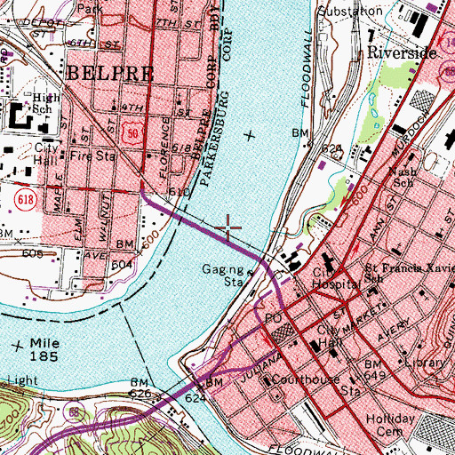 Topographic Map of Sixth Street Railroad Bridge, WV