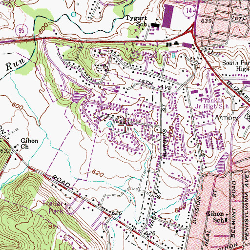 Topographic Map of South Hills Estates, WV