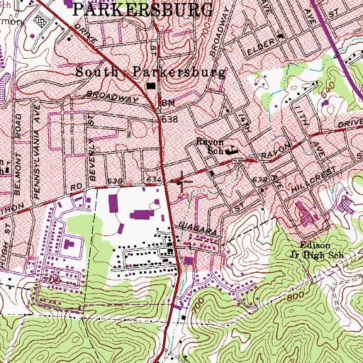 Topographic Map of South Parkersburg United Methodist Church, WV