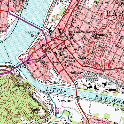 Topographic Map of Station Square Shopping Center, WV