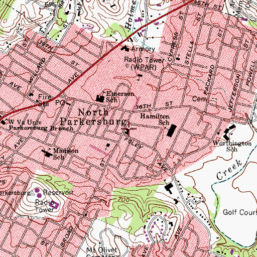 Topographic Map of Stout Memorial United Methodist Church, WV