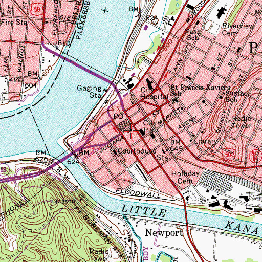 Topographic Map of Trinity Episcopal Church, WV