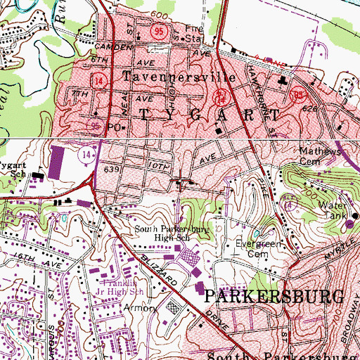 Topographic Map of Trinity United Methodist Church, WV