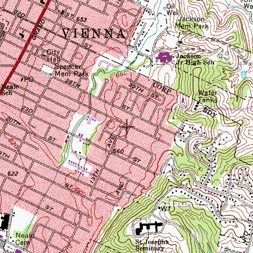 Topographic Map of Vienna Church of the Nazarene, WV