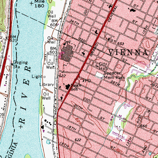 Topographic Map of Vienna Shopping Center, WV