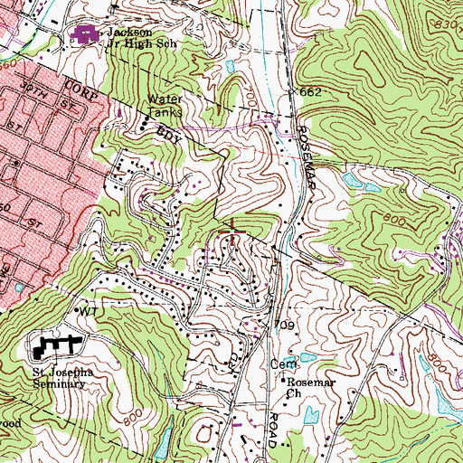 Topographic Map of Woodland Heights, WV