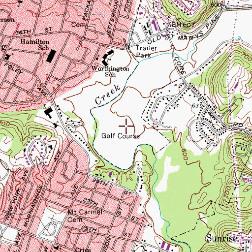 Topographic Map of Worthington Golf Club, WV
