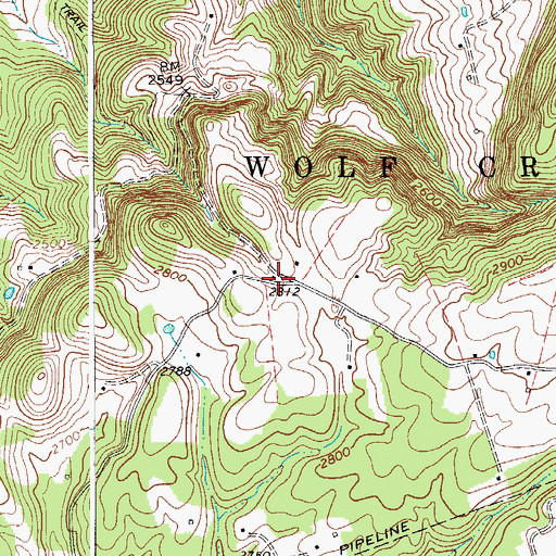 Topographic Map of Browns School (historical), WV
