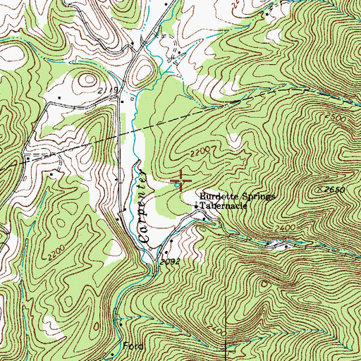 Topographic Map of Burdette Spring, WV