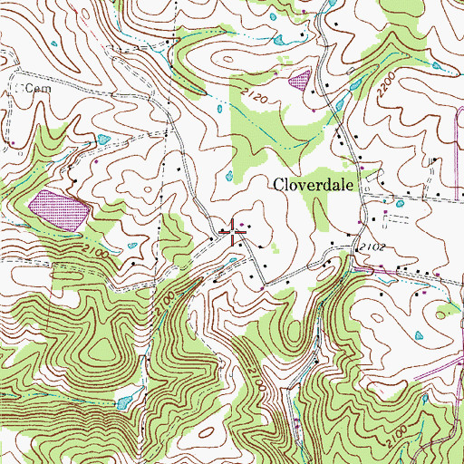 Topographic Map of Cloverdale School (historical), WV