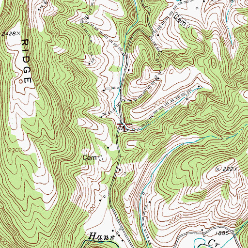 Topographic Map of Cooks Run School (historical), WV
