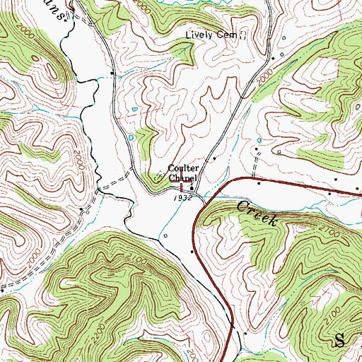 Topographic Map of Coulter Chapel School (historical), WV
