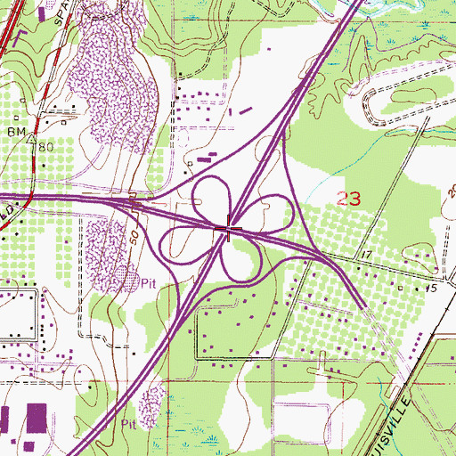 Topographic Map of Interchange 17, AL