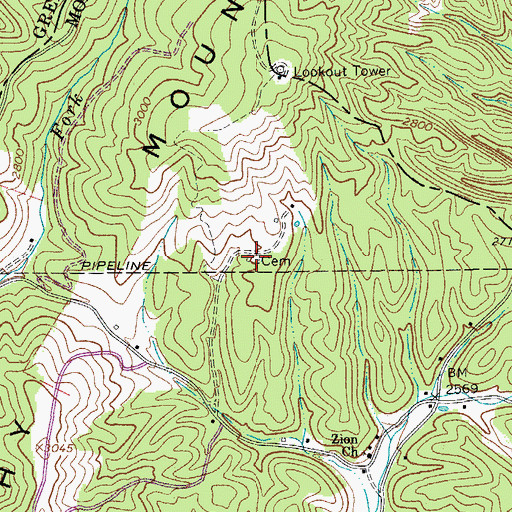 Topographic Map of Dowdy Cemetery, WV