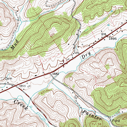 Topographic Map of Dry Creek School (historical), WV