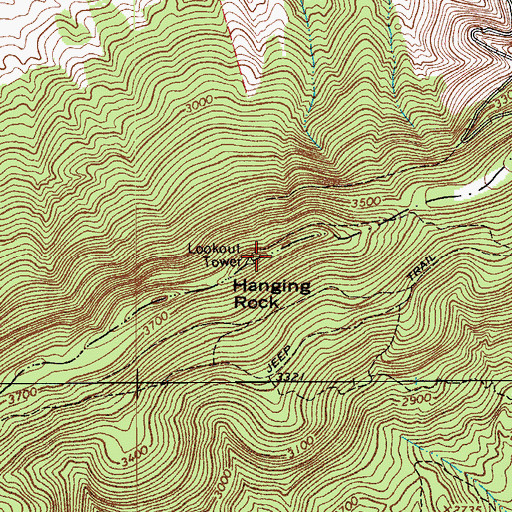 Topographic Map of Hanging Rock Lookout Tower, WV