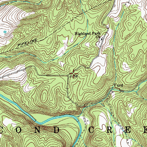 Topographic Map of Highland Green School (historical), WV