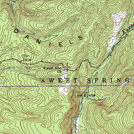 Topographic Map of Parker School (historical), WV