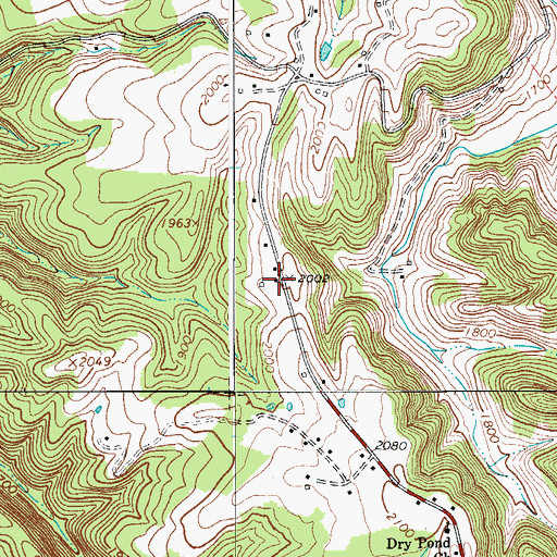 Topographic Map of Pleasant Grove School (historical), WV