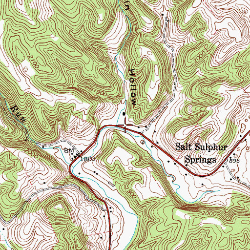 Topographic Map of Salt Sulphur Springs Historic District, WV