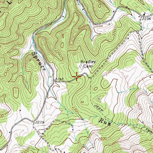 Topographic Map of Spruce Run School (historical), WV