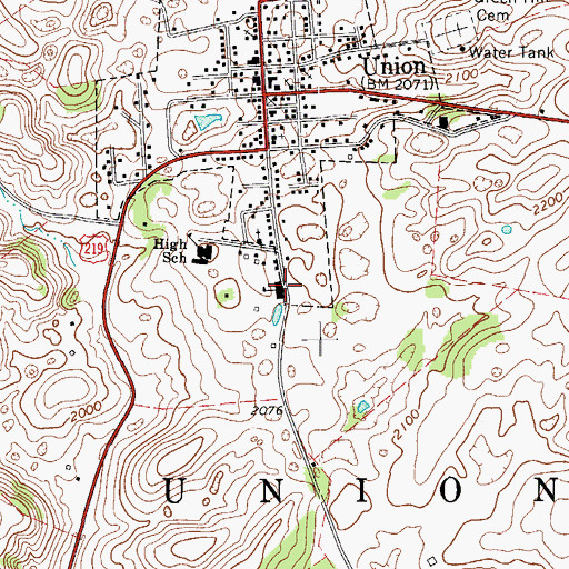 Topographic Map of Union Elementary School (historical), WV