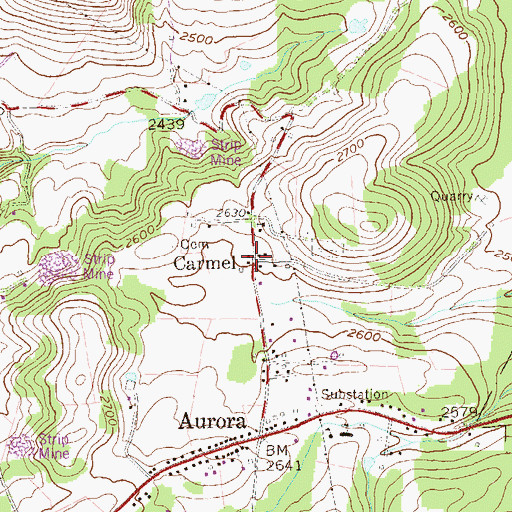 Topographic Map of Carmel, WV