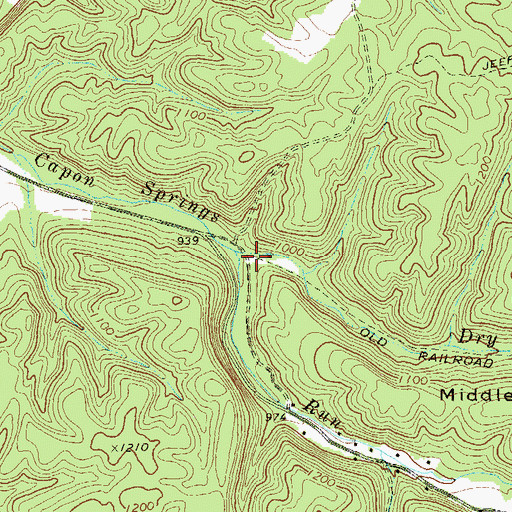 Topographic Map of Capon Springs Station (historical), WV