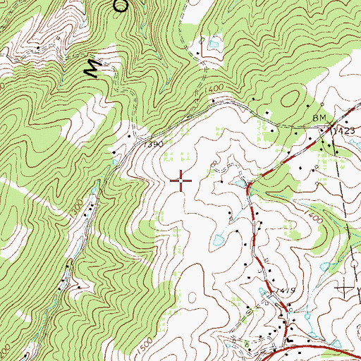Topographic Map of Chestnut Grove School (historical), WV