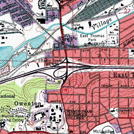 Topographic Map of Interchange 123, AL