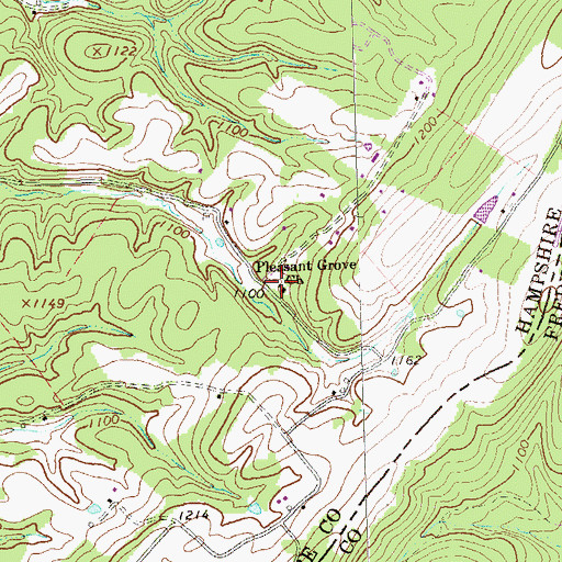 Topographic Map of Pleasant Grove School (historical), WV