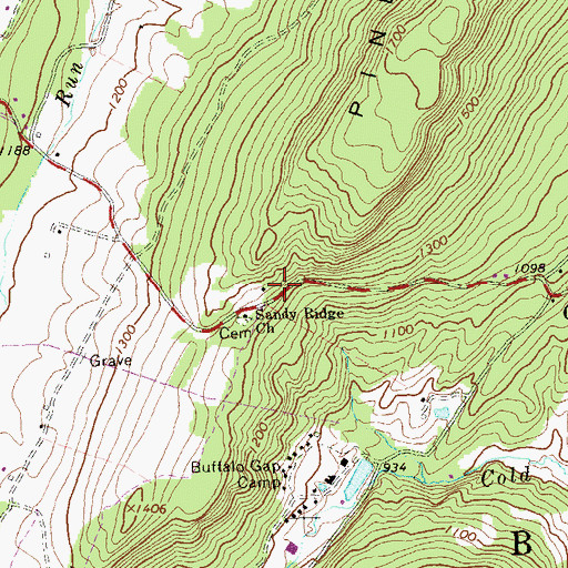 Topographic Map of Sandy Ridge School (historical), WV
