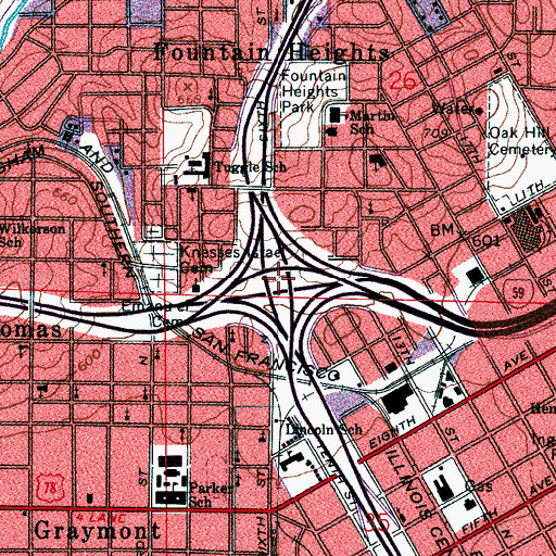 Topographic Map of Interchange 124, AL