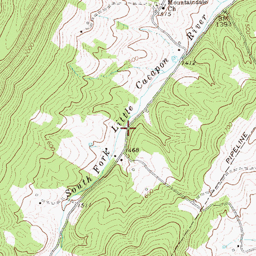 Topographic Map of Sugar Grove School (historical), WV