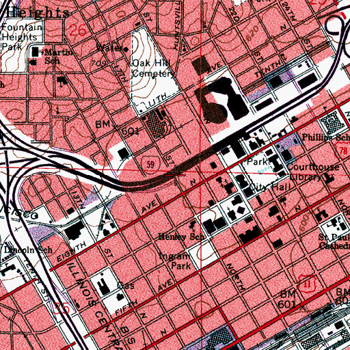 Topographic Map of Interchange 125A, AL