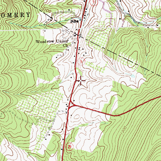 Topographic Map of Woodrow School (historical), WV