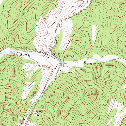 Topographic Map of Camp Branch School (historical), WV