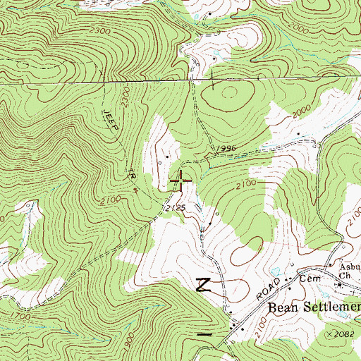 Topographic Map of Chestnut Cove School (historical), WV