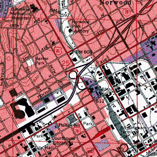 Topographic Map of Interchange 126A, AL