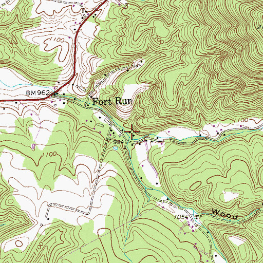 Topographic Map of Fort Run Church, WV