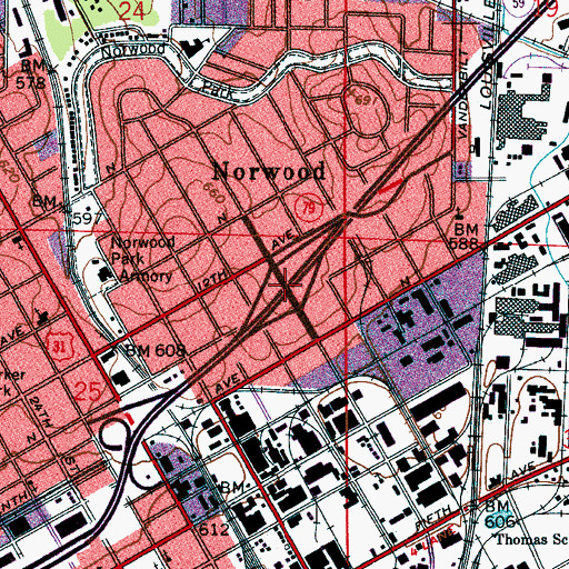 Topographic Map of Interchange 126B, AL