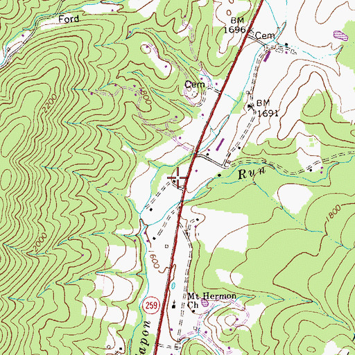 Topographic Map of Halterman School (historical), WV
