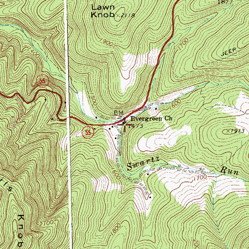 Topographic Map of Hines School (historical), WV