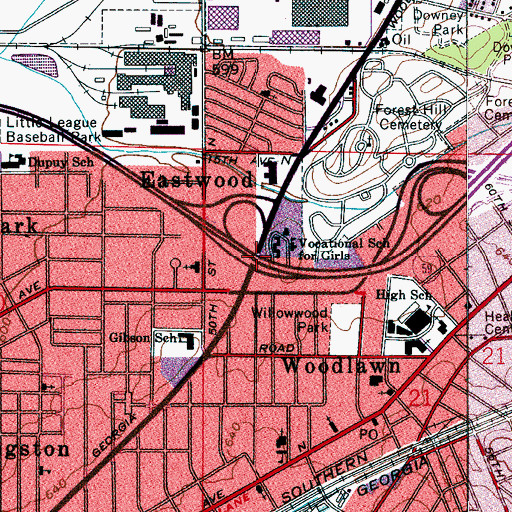 Topographic Map of Interchange 129, AL