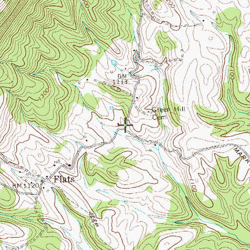 Topographic Map of Powder Lick School (historical), WV