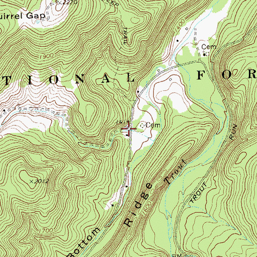 Topographic Map of Shady Grove School (historical), WV