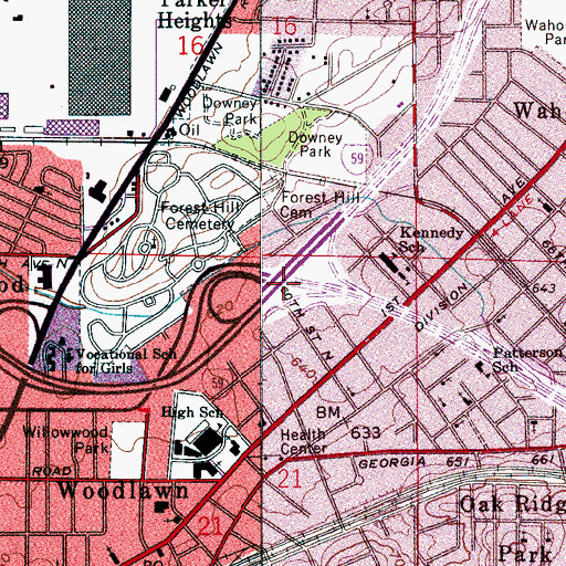 Topographic Map of Interchange 130, AL