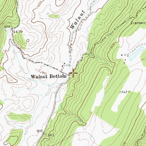 Topographic Map of Walnut Bottom School (historical), WV