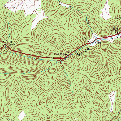 Topographic Map of Alum Spring, WV